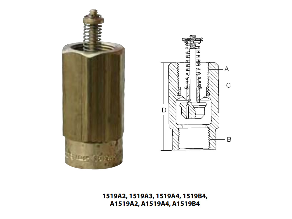 Скоростные клапаны RegO серий 1519A, 1519B и A1519 к трубопроводам для газообразной или жидкой фазы